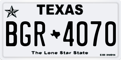 TX license plate BGR4070