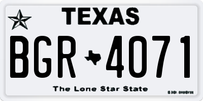 TX license plate BGR4071