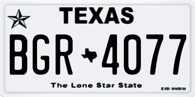 TX license plate BGR4077