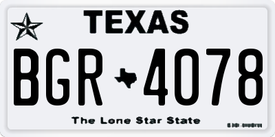 TX license plate BGR4078