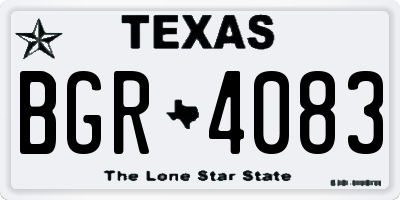 TX license plate BGR4083
