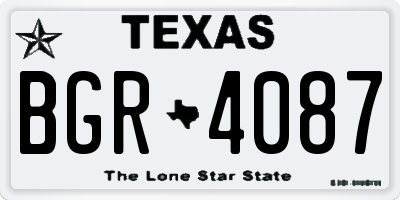 TX license plate BGR4087