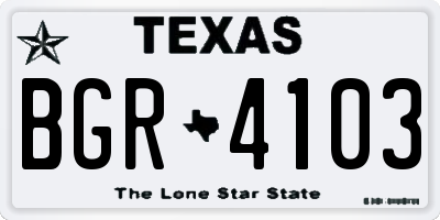 TX license plate BGR4103