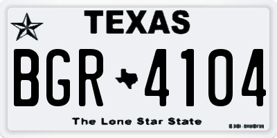 TX license plate BGR4104
