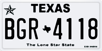 TX license plate BGR4118