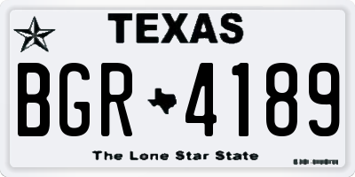 TX license plate BGR4189