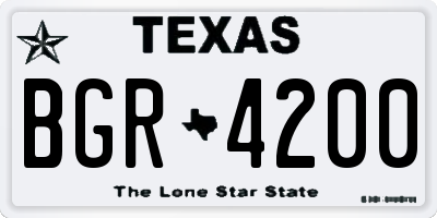 TX license plate BGR4200