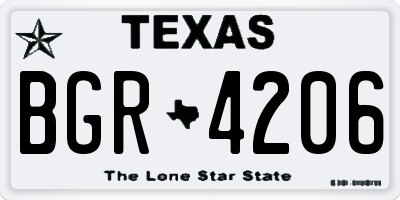 TX license plate BGR4206