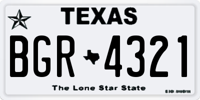 TX license plate BGR4321