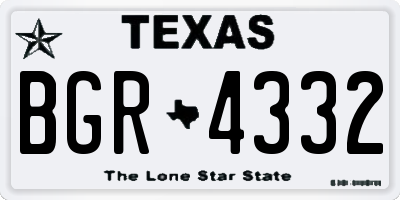 TX license plate BGR4332