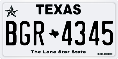 TX license plate BGR4345