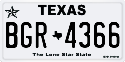 TX license plate BGR4366