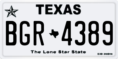 TX license plate BGR4389