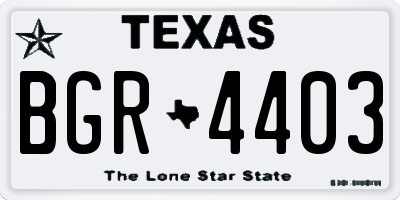 TX license plate BGR4403