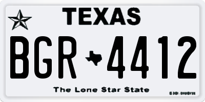 TX license plate BGR4412