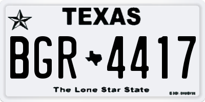 TX license plate BGR4417