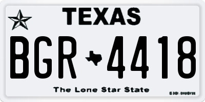 TX license plate BGR4418