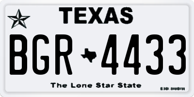 TX license plate BGR4433