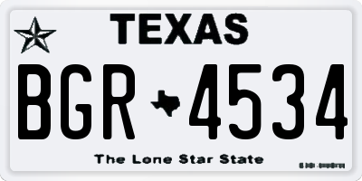 TX license plate BGR4534