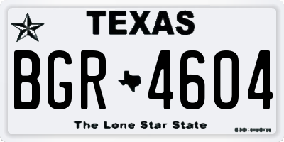 TX license plate BGR4604