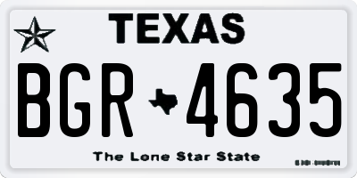 TX license plate BGR4635