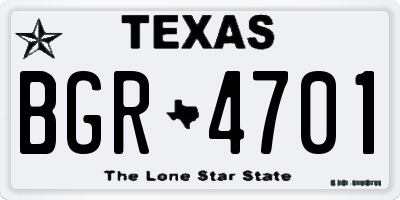 TX license plate BGR4701