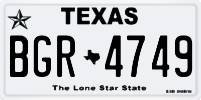 TX license plate BGR4749