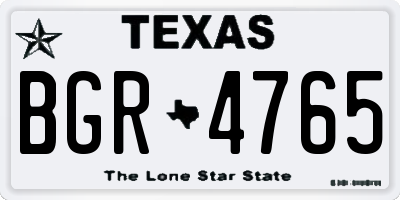 TX license plate BGR4765