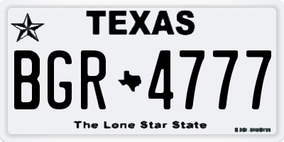 TX license plate BGR4777