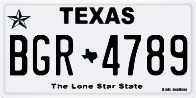 TX license plate BGR4789