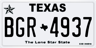 TX license plate BGR4937