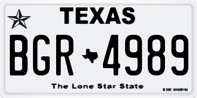 TX license plate BGR4989