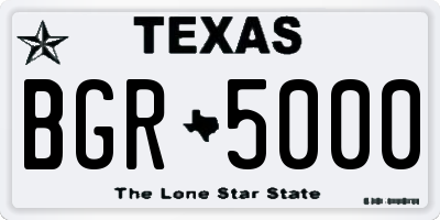 TX license plate BGR5000