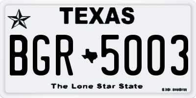 TX license plate BGR5003