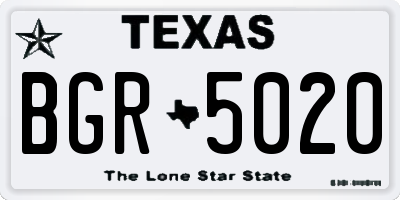 TX license plate BGR5020