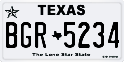 TX license plate BGR5234