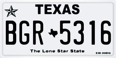 TX license plate BGR5316