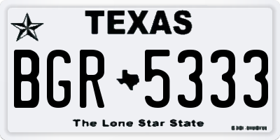 TX license plate BGR5333