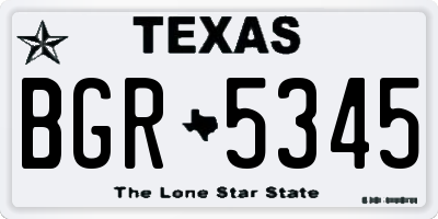 TX license plate BGR5345