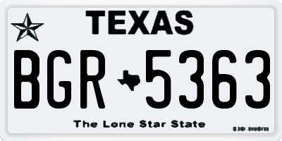 TX license plate BGR5363