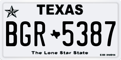 TX license plate BGR5387
