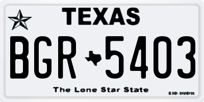 TX license plate BGR5403