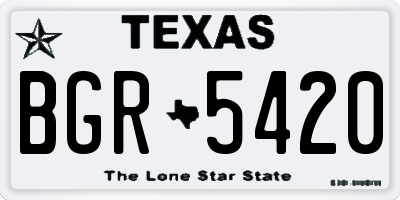 TX license plate BGR5420