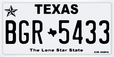 TX license plate BGR5433