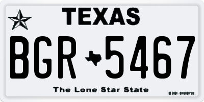TX license plate BGR5467