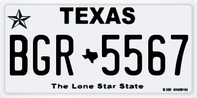 TX license plate BGR5567