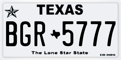 TX license plate BGR5777