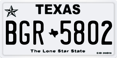TX license plate BGR5802