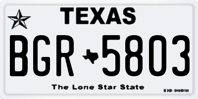 TX license plate BGR5803