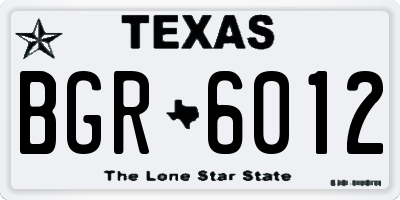 TX license plate BGR6012